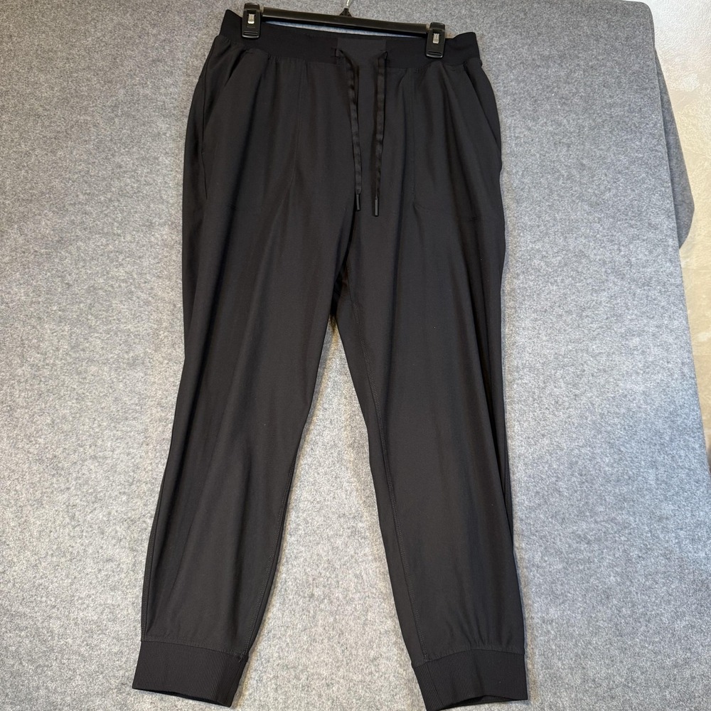 Lululemon Jogger Pants Mens Medium Black Woven Elastic Waist Zip Pockets LM5AQ85
